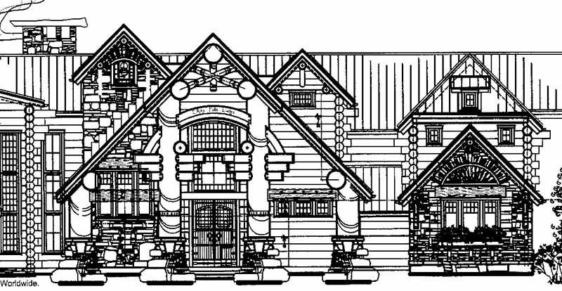 Log mansions designed by Rand Soellner for family village.  (C)Copyright 2005-2010 Rand Soellner, All Rights Reserved Worldwide.