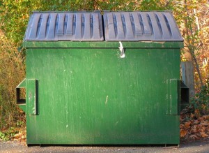 Use 2 dumpsters on custom home design projects.  Use one as the "green" bin for recyclables.