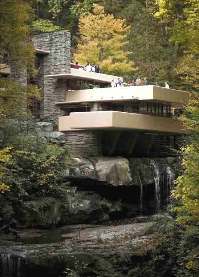 Falling Water by 20th Century famed architect Frank Lloyd Wright.  Architects everywhere dream of a home design project like this.